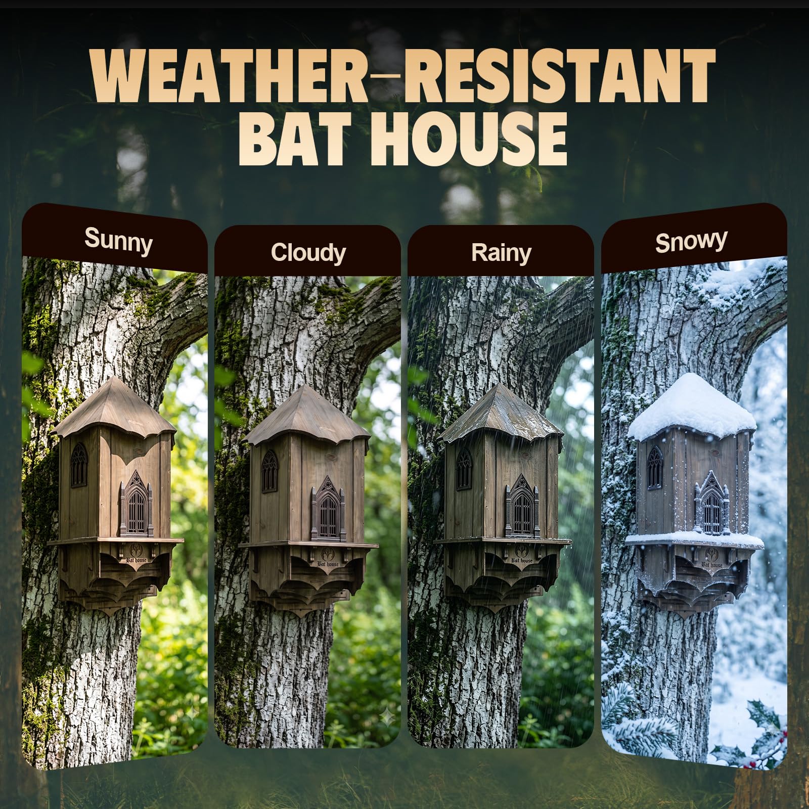 VIREESR bat house in garden lifestyle scene demonstrating eco-friendly pest control benefit