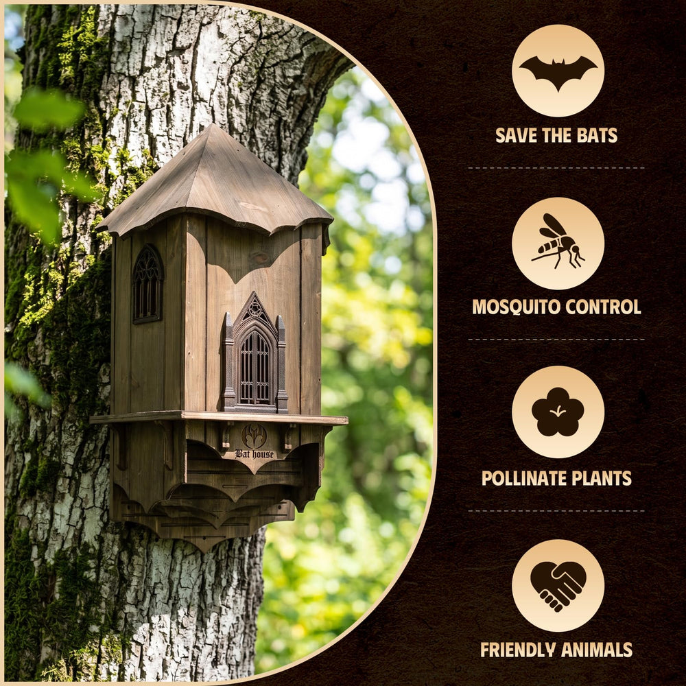 VIREESR bat house side profile demonstrating deep design for stable interior temperatures