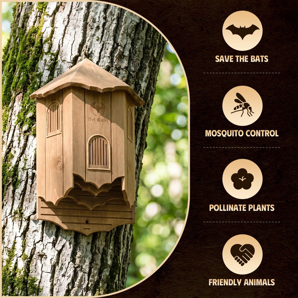 VIREESR side profile of bat house highlighting overhang and roofing for moisture protection benefit