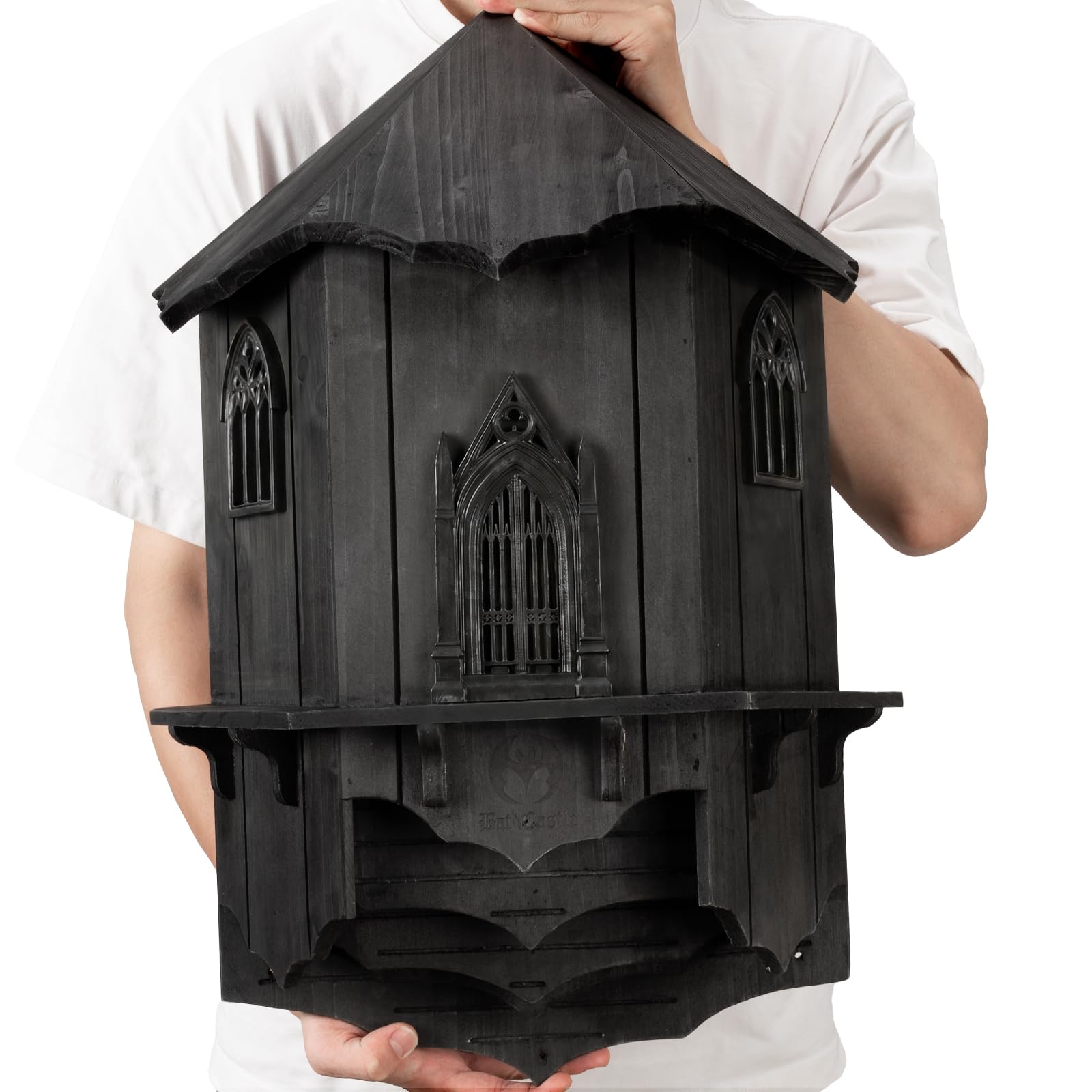 VIREESR front view of bat house showing entrance and weatherproof benefit