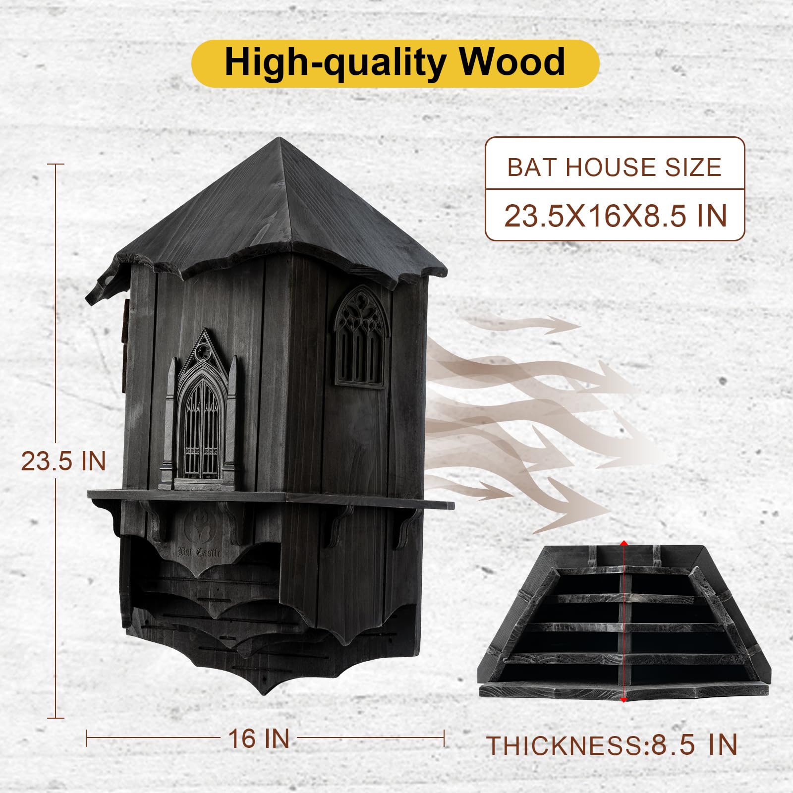 VIREESR bat house mounted on pole demonstrating secure outdoor placement