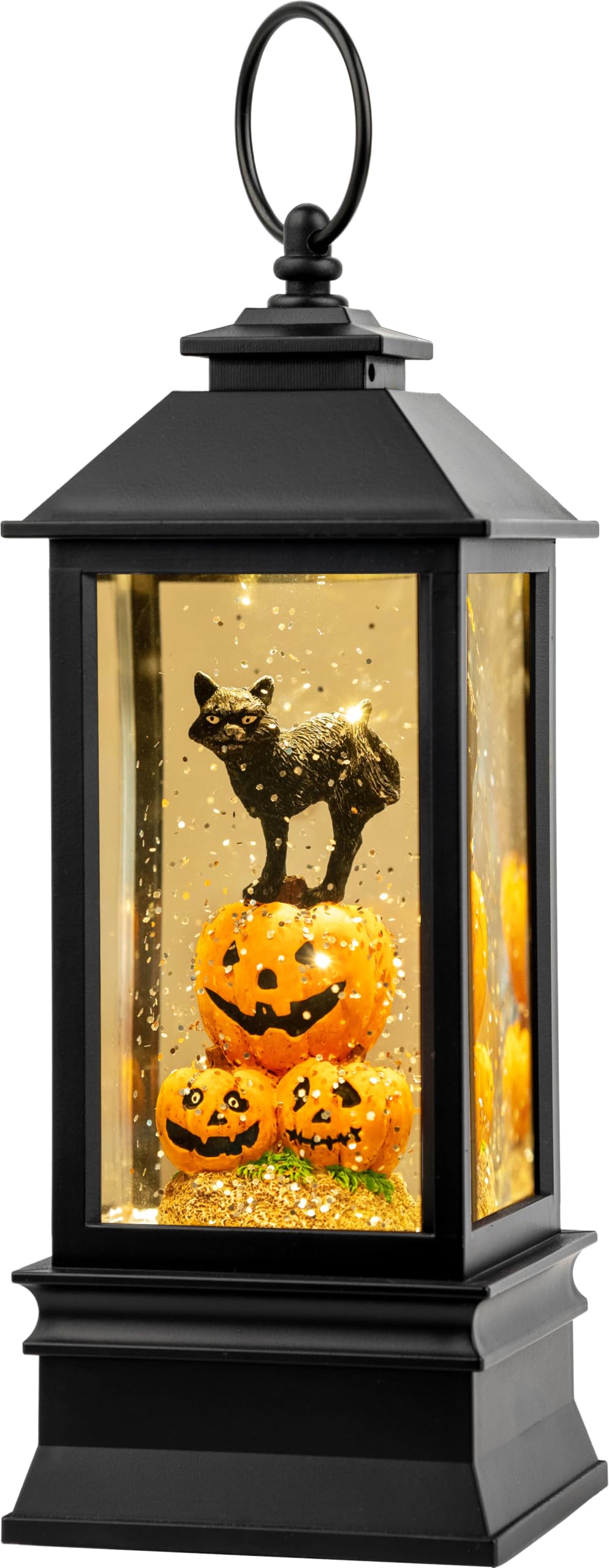 VISFLAIR front view of Halloween globe showing lit pumpkin scene for festive ambiance