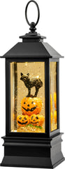 VISFLAIR front view of Halloween globe showing lit pumpkin scene for festive ambiance