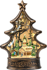 VISFLAIR front view lit church globe showing warm glow and holiday charm