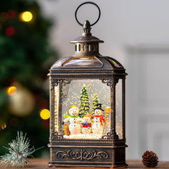 VISFLAIR front view of lit snow globe providing warm holiday glow