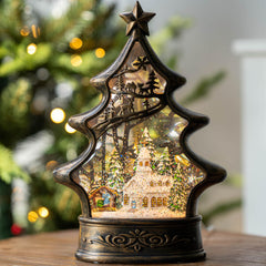 VISFLAIR night scene on mantel showing cozy illuminated holiday ambiance