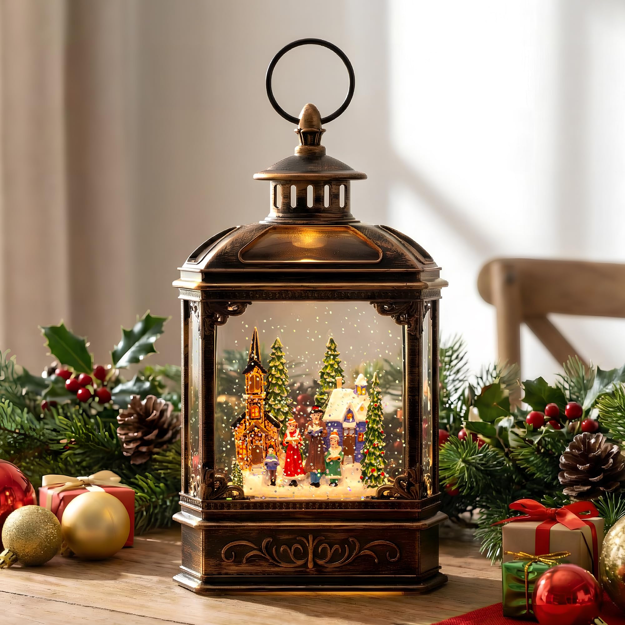 VISFLAIR on a mantel with holiday decor showing scale and styling benefit