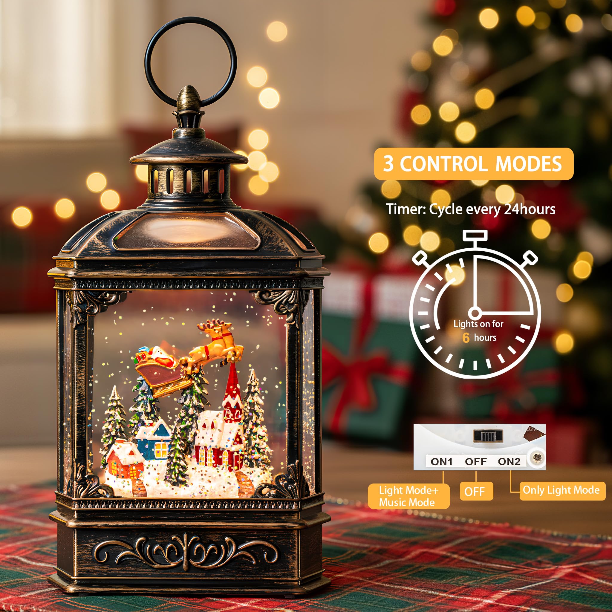 VISFLAIR church detail with warm LED glow, creates cozy holiday atmosphere benefit