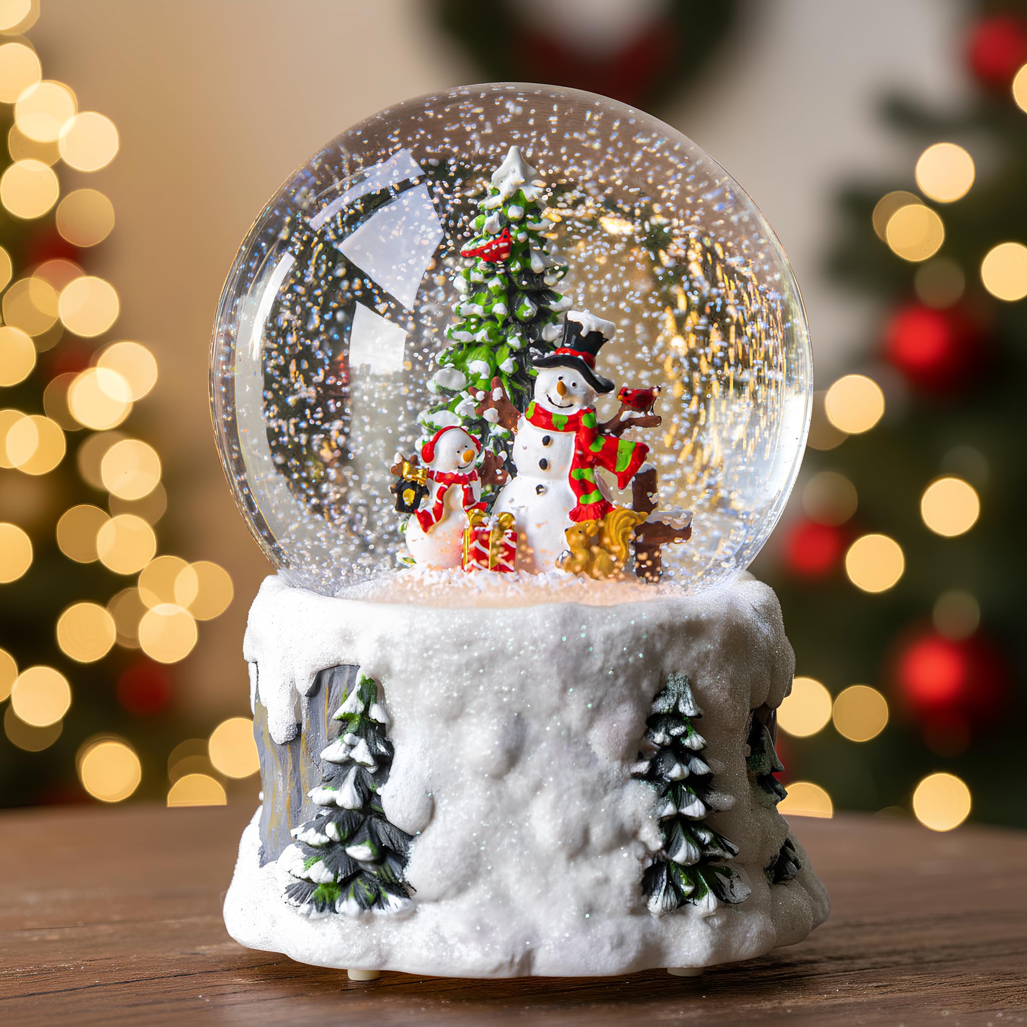 VISFLAIR front view snow globe glowing with warm LED light for cozy decor