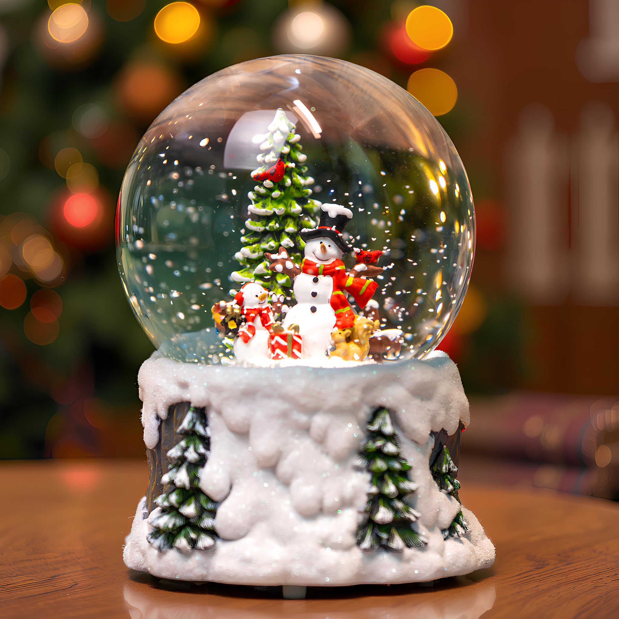VISFLAIR snow globe on a mantel in holiday setting adding festive ambience