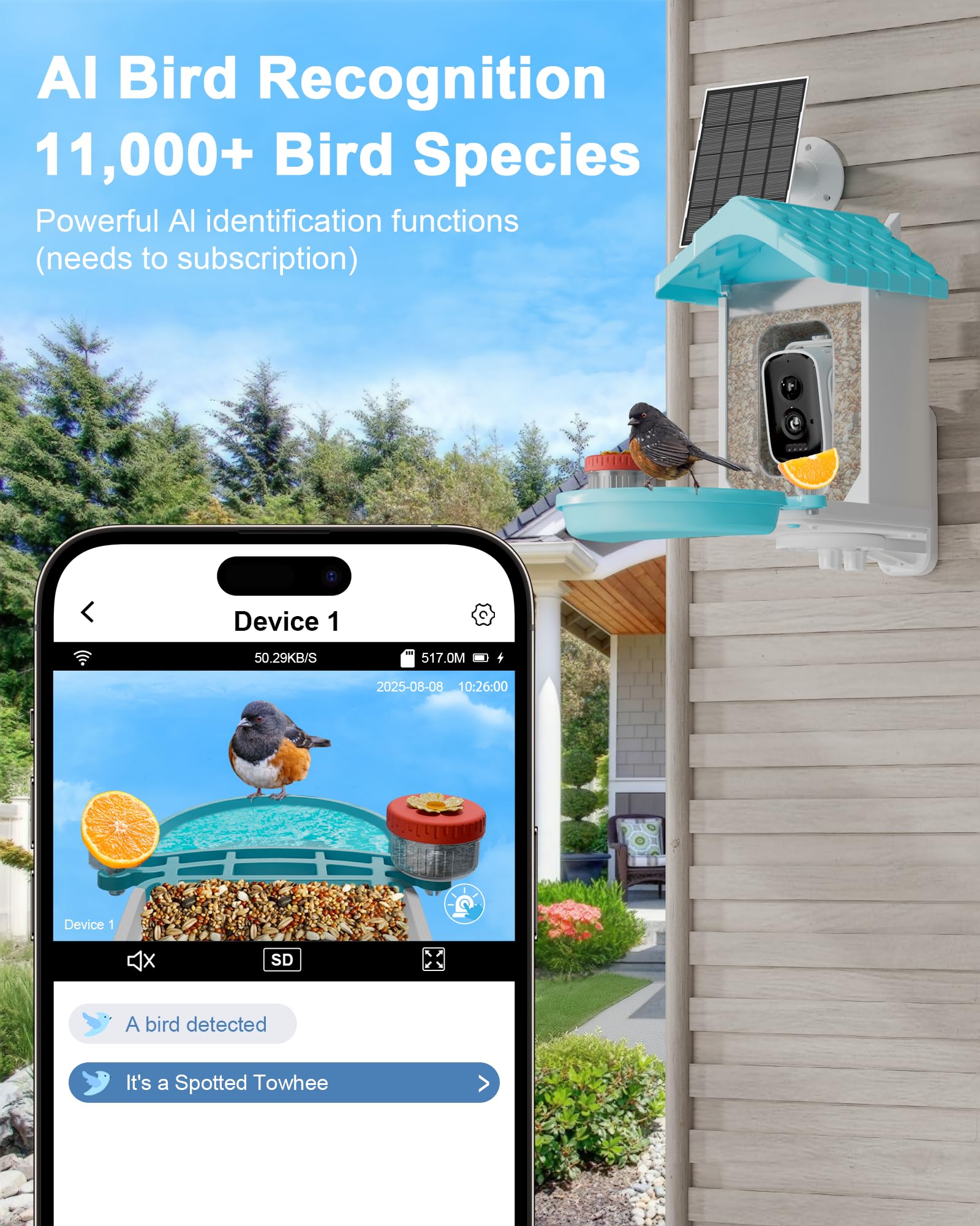 VISIOGEAR close-up of 4K camera lens, capturing high-resolution bird details