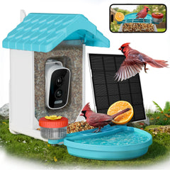 VISIOGEAR front view showing feeder and bath, inviting more backyard birds