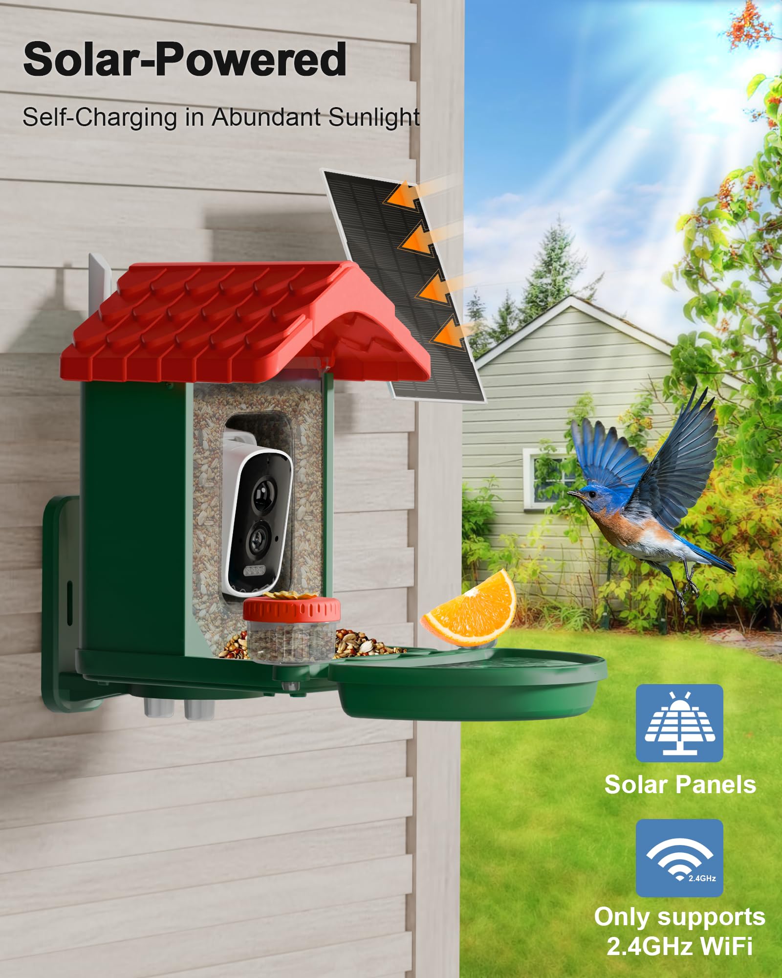 VISIOGEAR solar panel mounted on top highlighting long-lasting, eco-friendly power