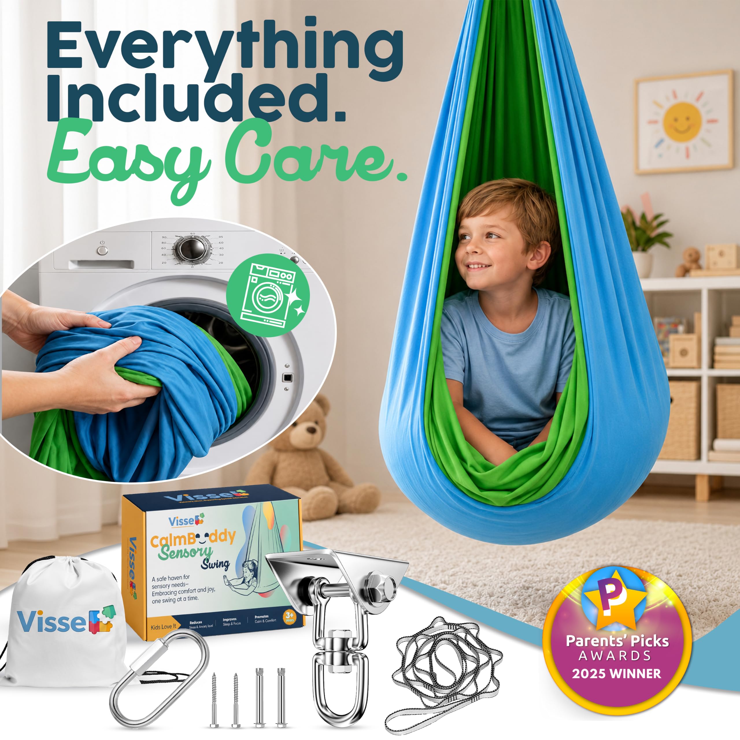VISSE packaged swing and storage bag for easy transport and neat storage