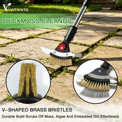 VITAINTE curved scraper inserted into a narrow pavement gap for cleaning