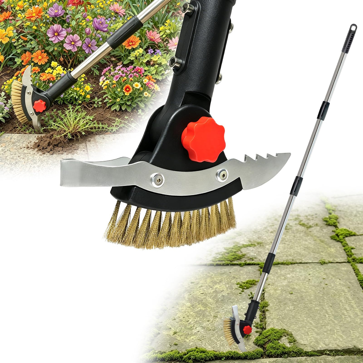 VITAINTE front view with long handle showing all three tool functions