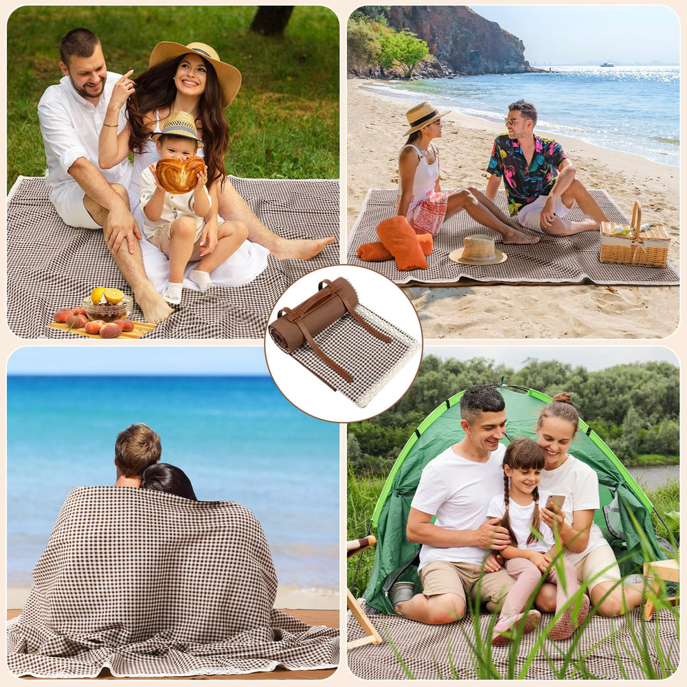 VitalCozy on sandy beach showing sandproof bottom and easy cleanup
