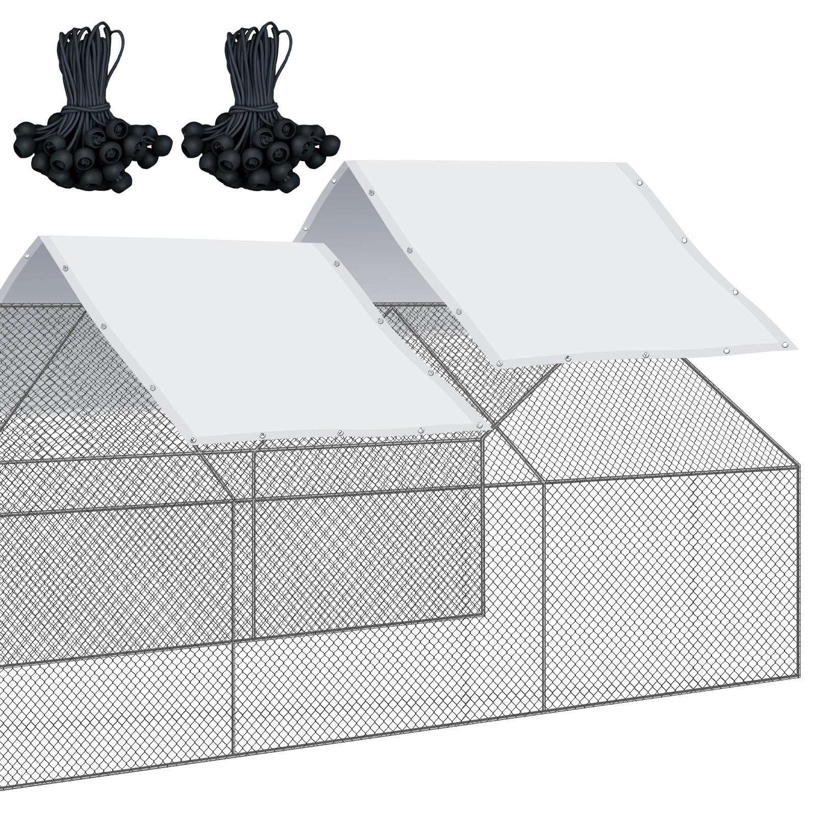 VitalCozy front view of white coop cover showing full panel and shape for weather protection