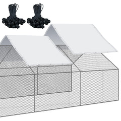 VitalCozy front view of white coop cover showing full panel and shape for weather protection