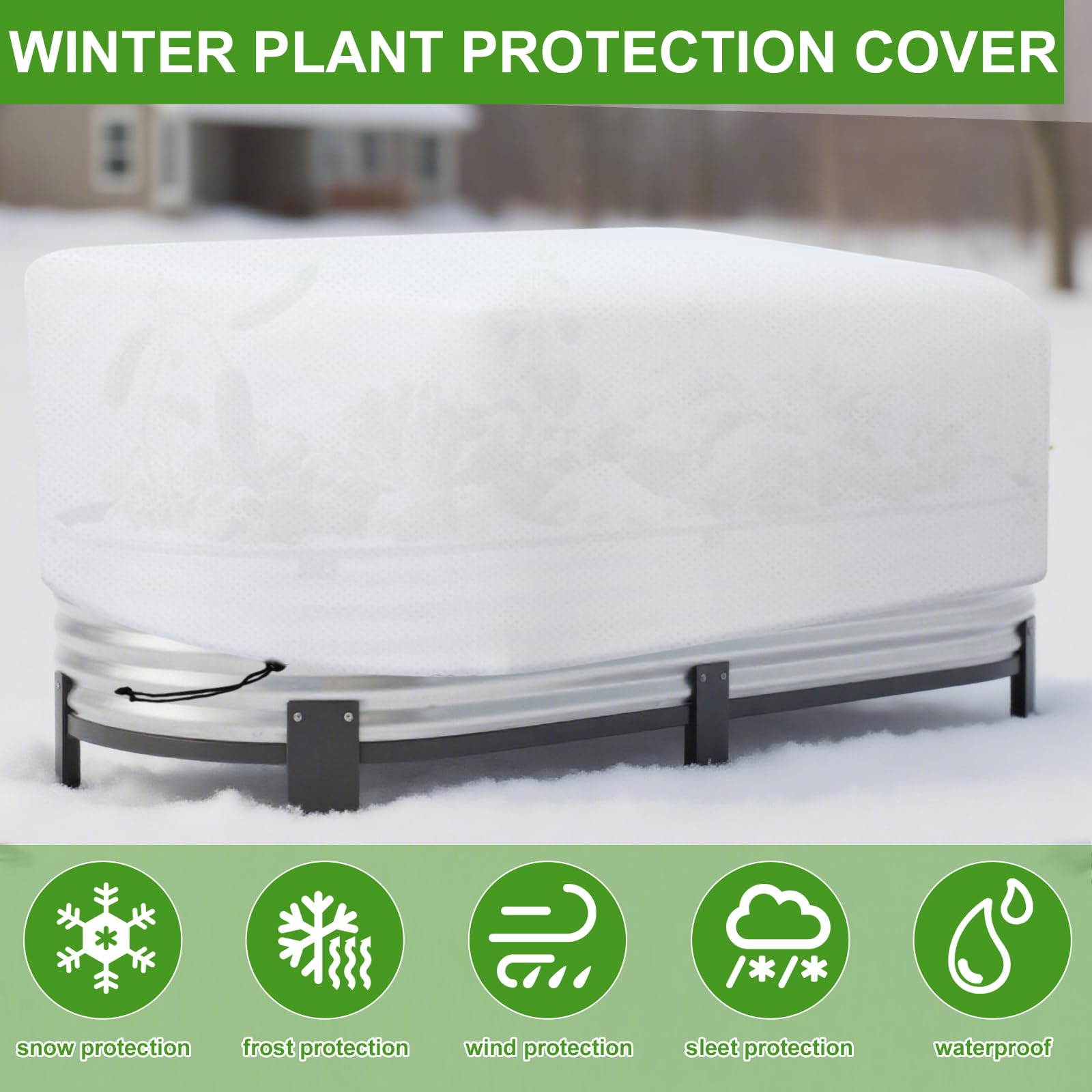 VitalCozy cover in use on balcony planter protecting seedlings from frost