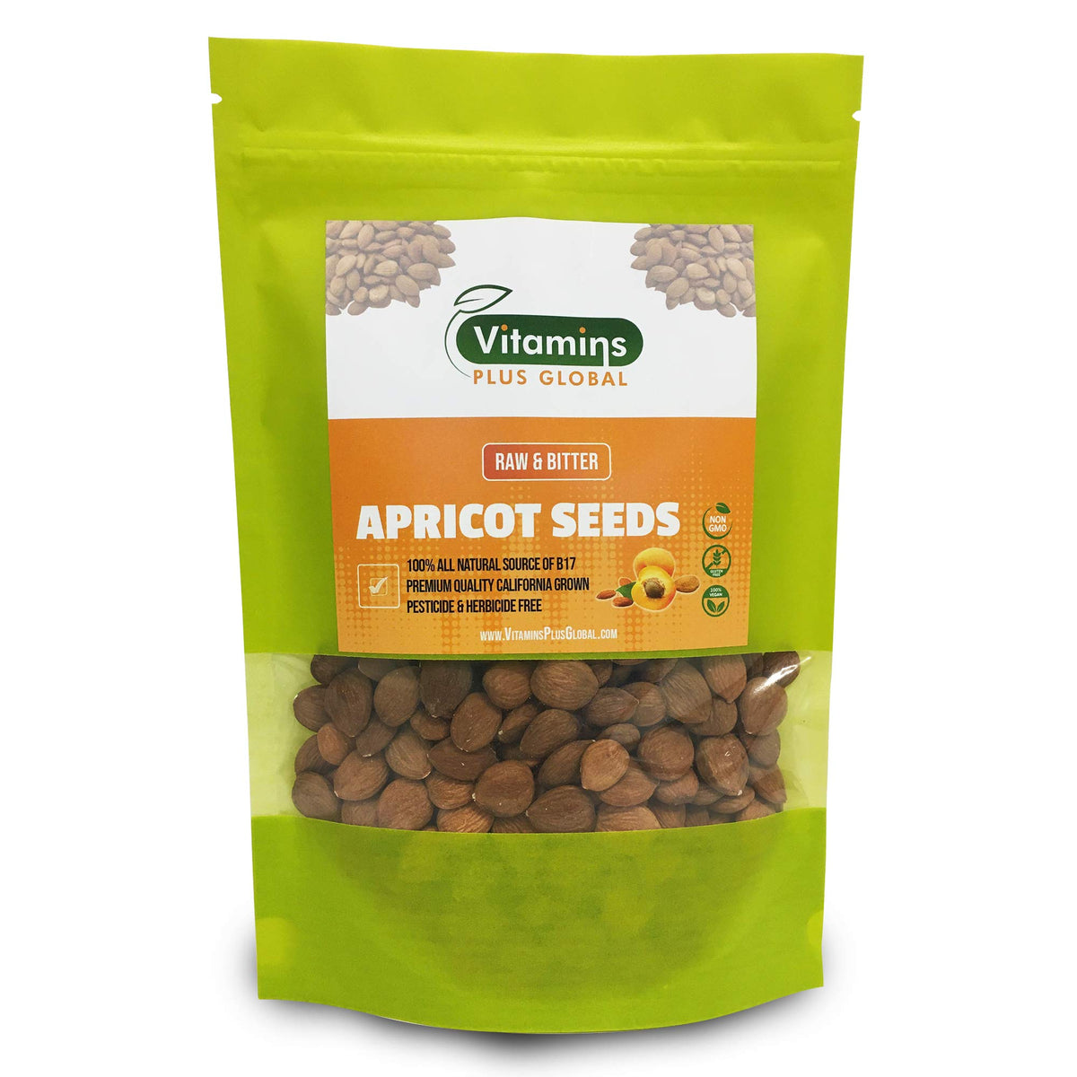 Vitamins Plus Global front packaging showing 1 lb pouch and brand benefits