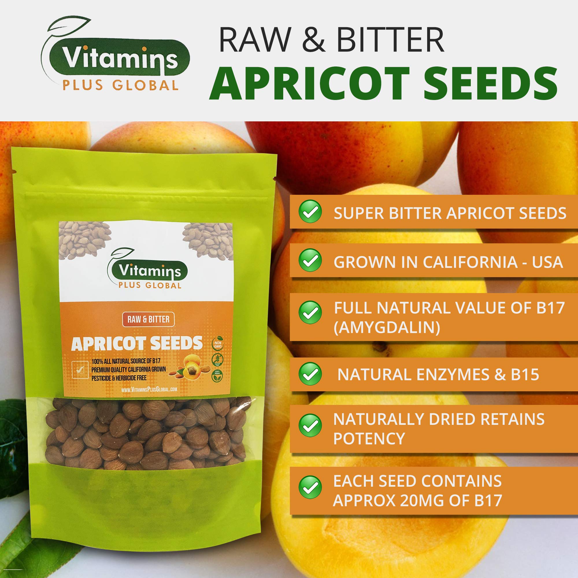 Vitamins Plus Global apricot kernels in a bowl illustrating serving ideas and crunch