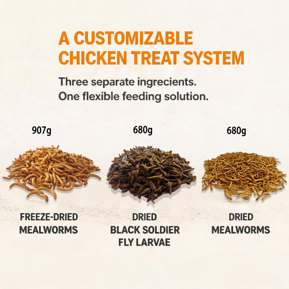 VITAMORSEL close-up of mixed larvae and mealworms showing texture appeal