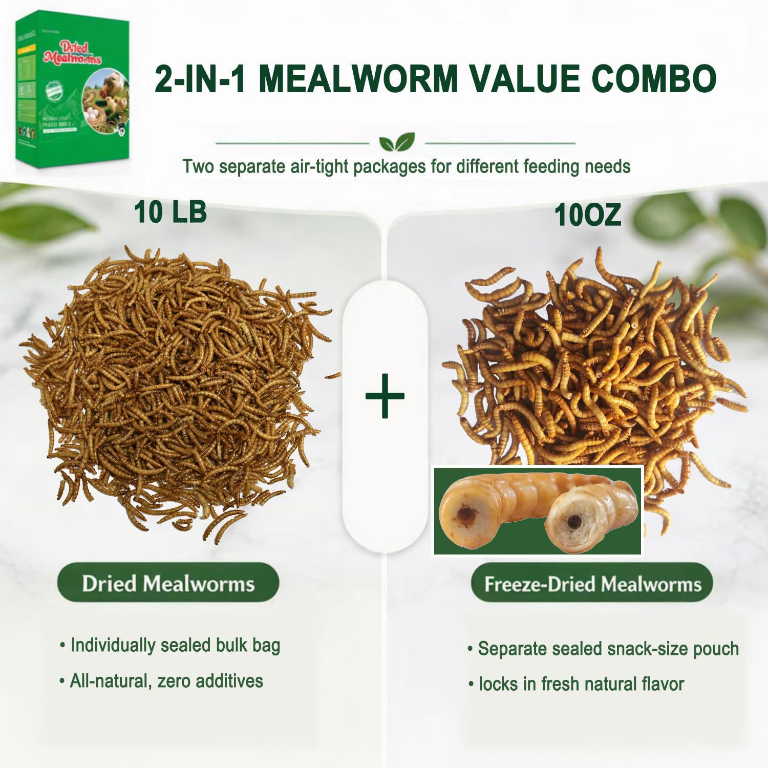 VITAMORSEL close shot of freeze-dried worms, aromatic treat to entice picky eaters
