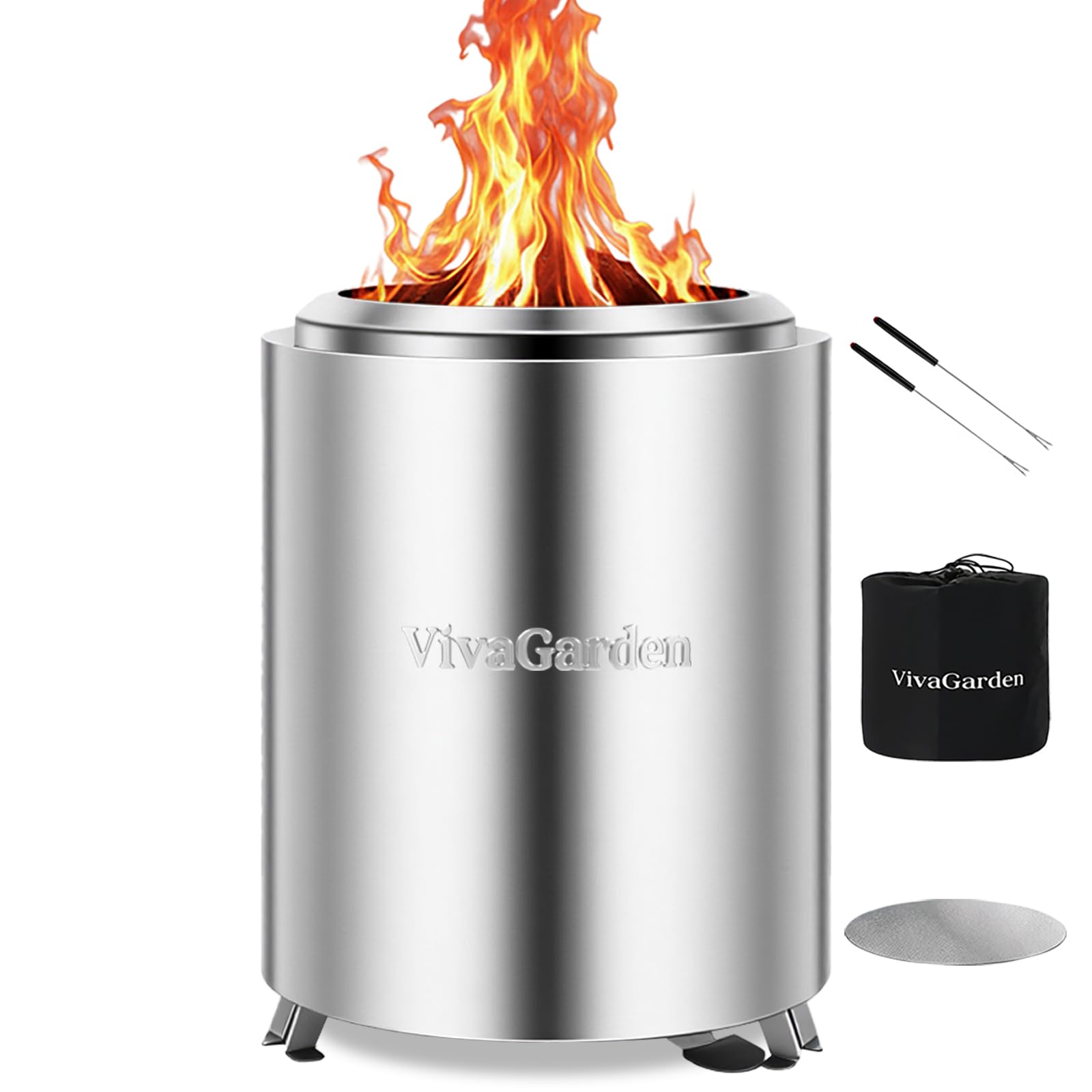 Vivagarden front view of tabletop fire pit showing compact design and stable base, boosts portable warmth