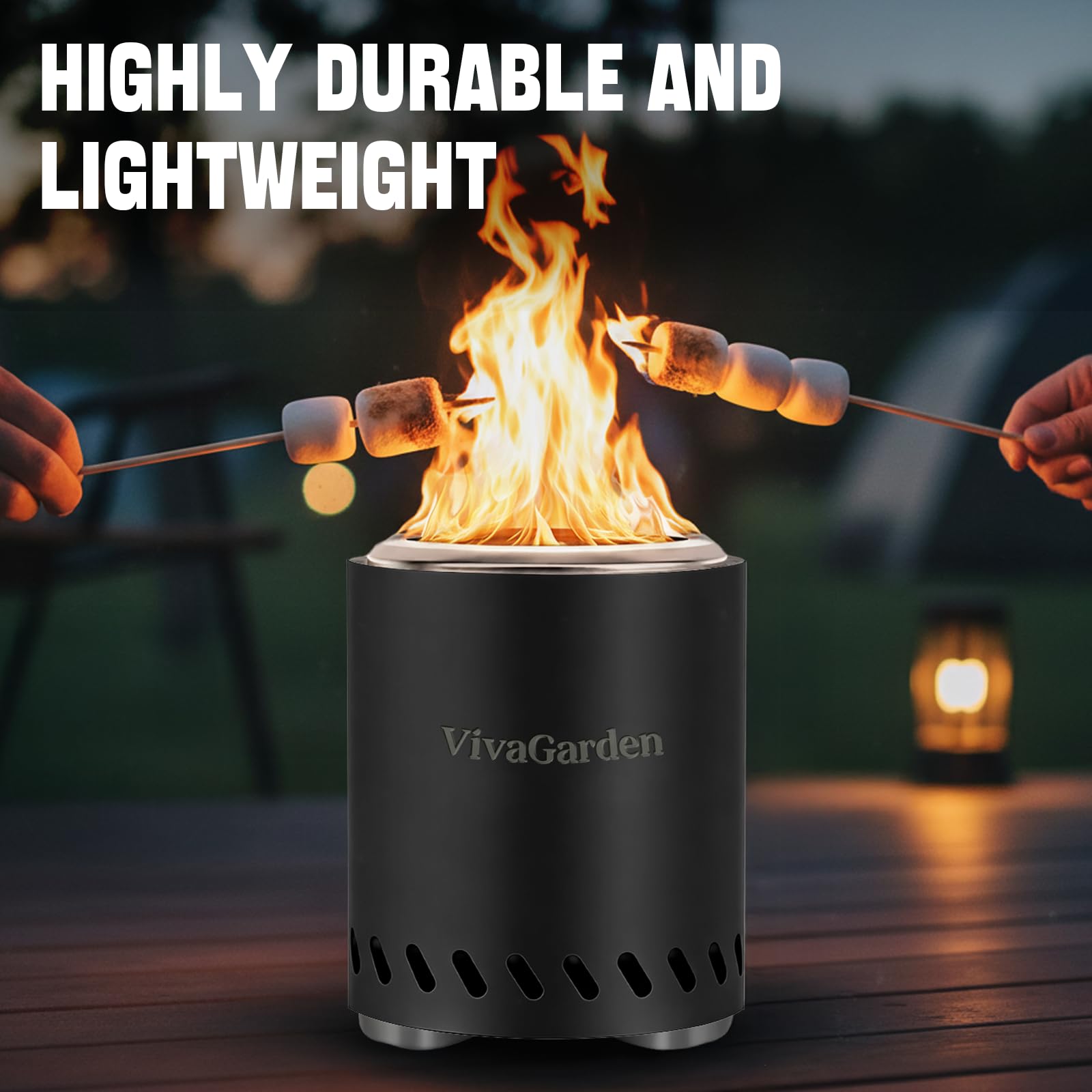 Vivagarden loading wood pellets and starter squares demonstrating fuel flexibility