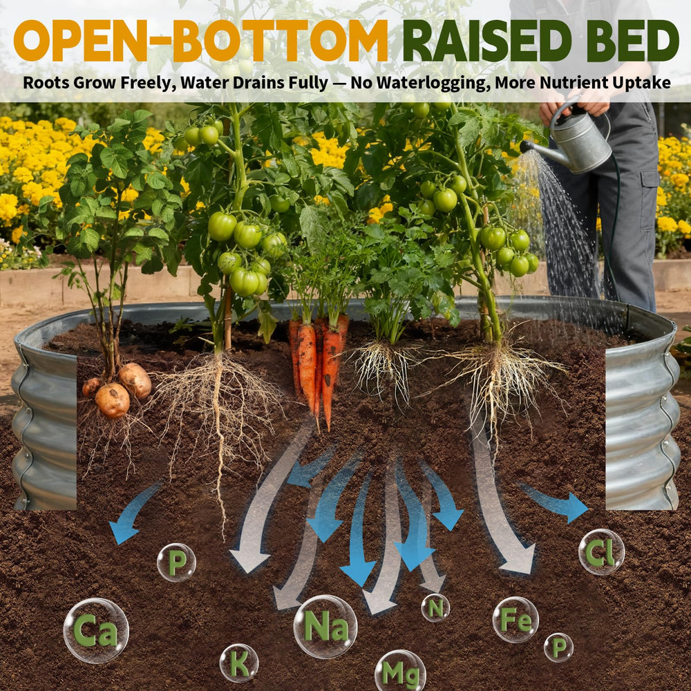 Vivagarden side profile of assembled oval bed demonstrating sturdy construction