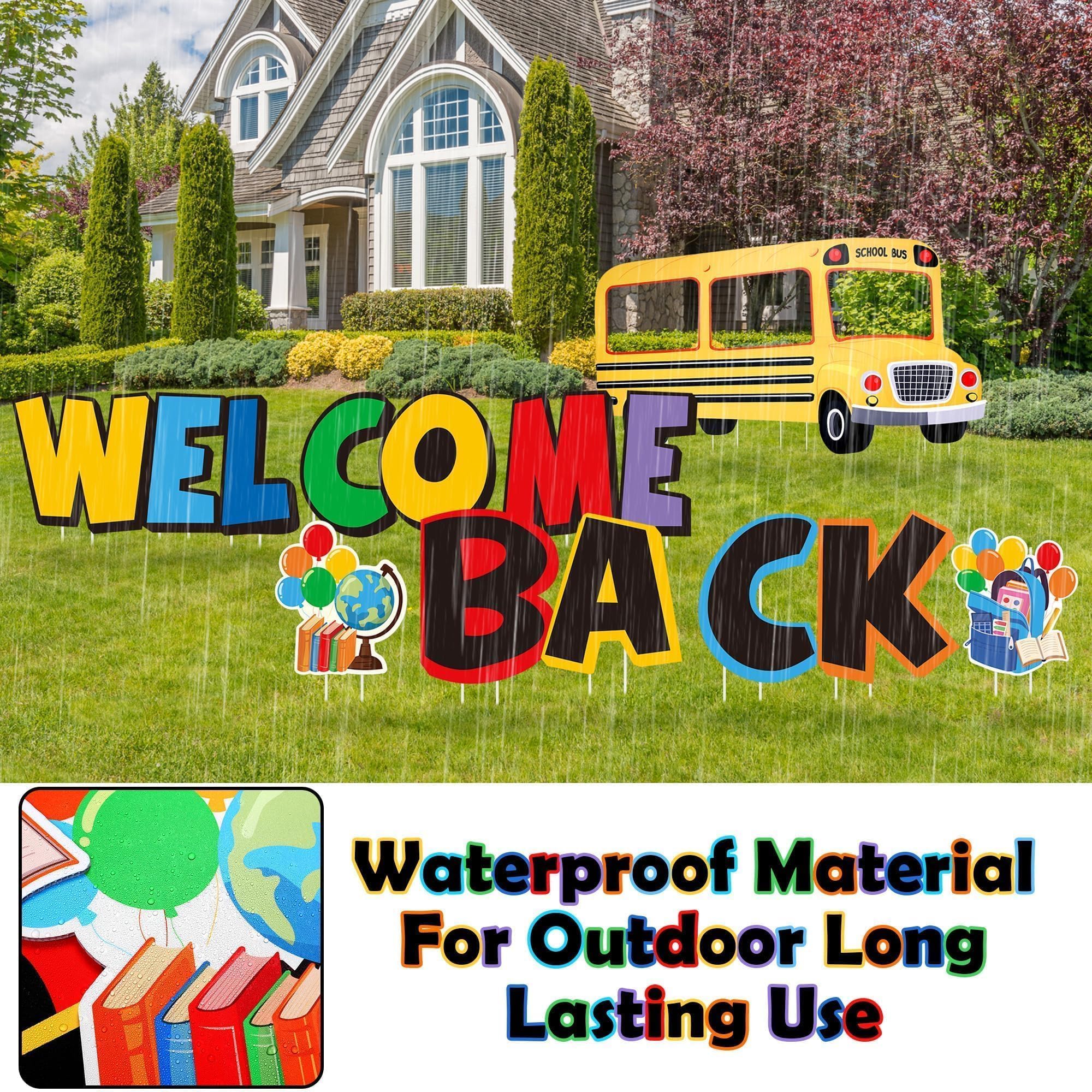 Vivantia patterned signs with books and balloons adding festive accents