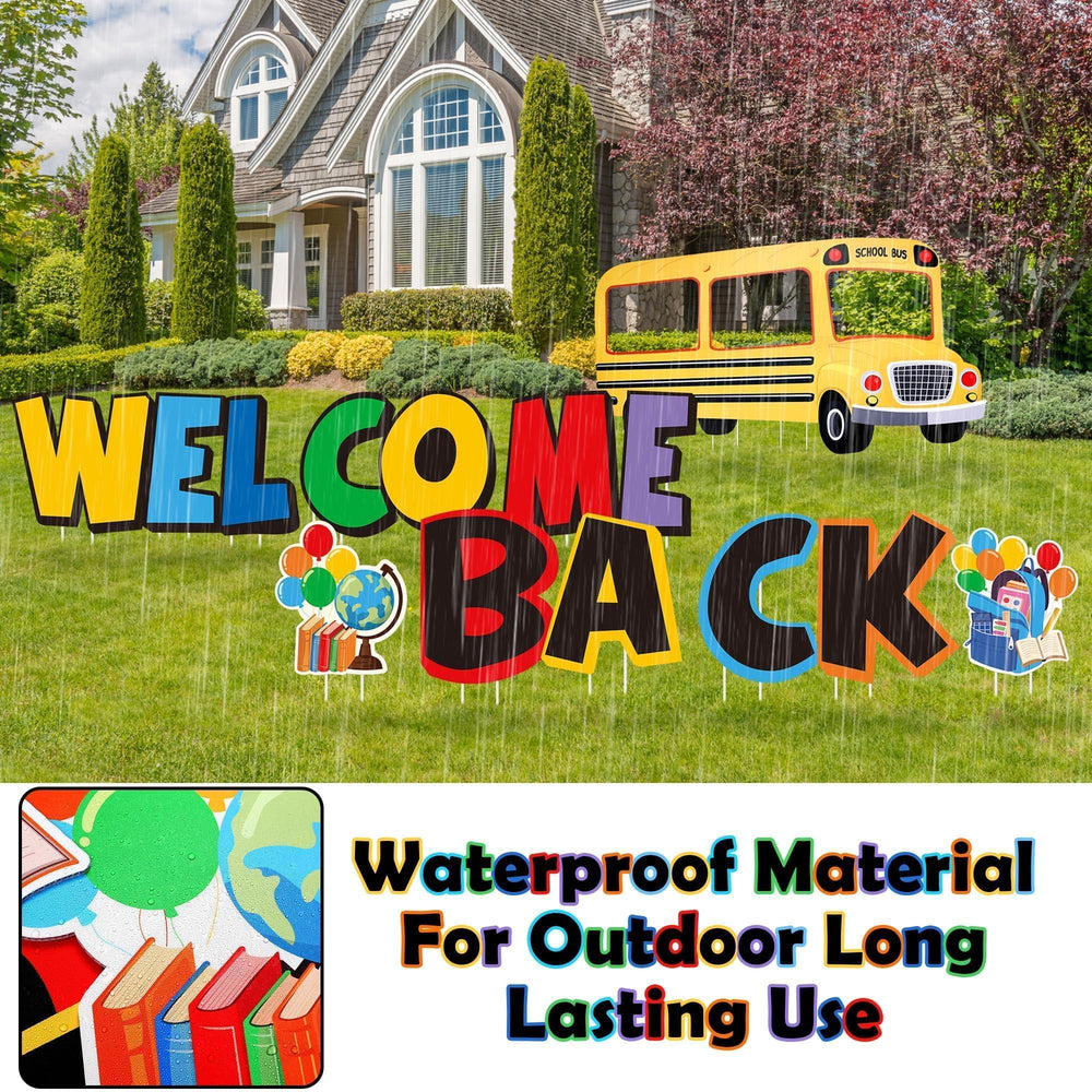Vivantia patterned signs with books and balloons adding festive accents