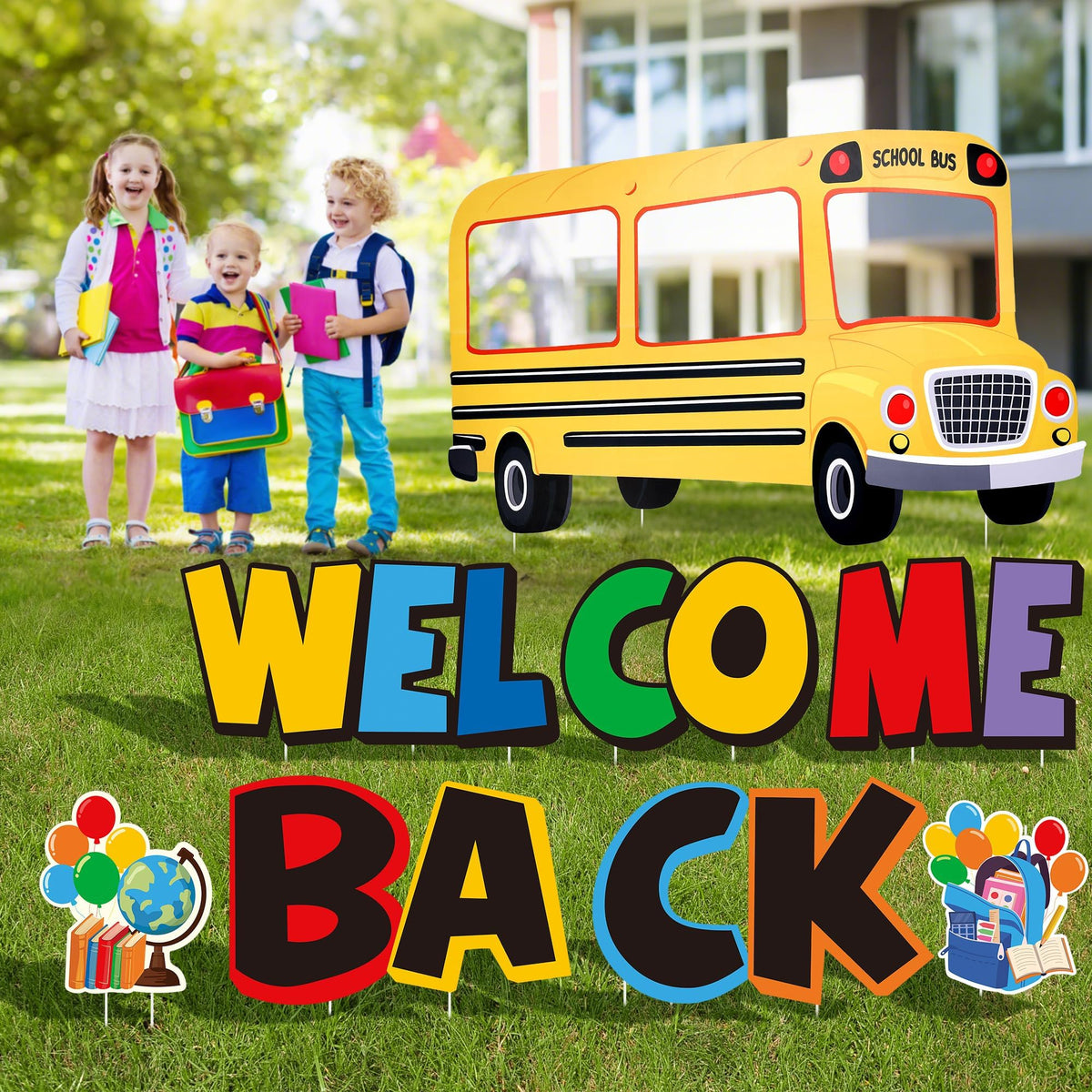 Vivantia front view school bus sign showing bold welcome and curb appeal