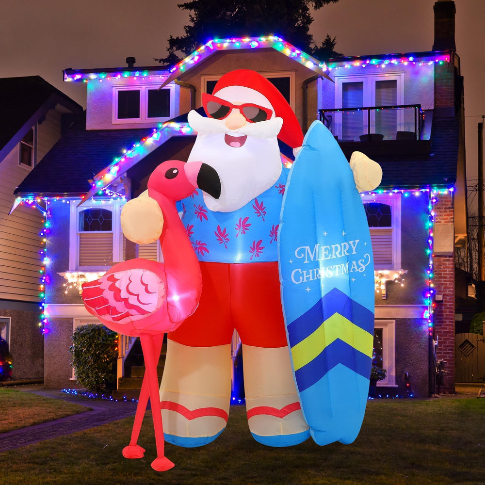 Vivantia Santa on a beach lawn showing summer-themed decor perfect for parties