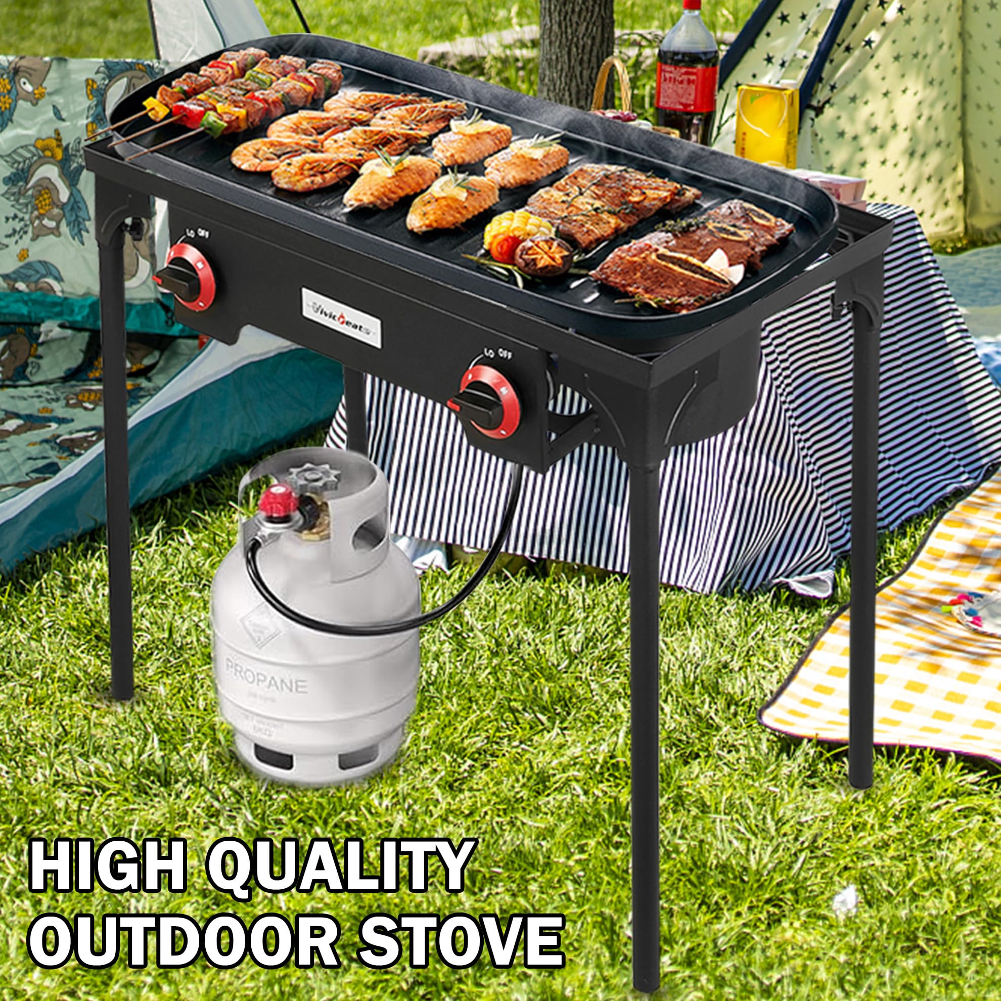 vivicreate heavy pot support demo with large Dutch oven showing 100 lb load capacity