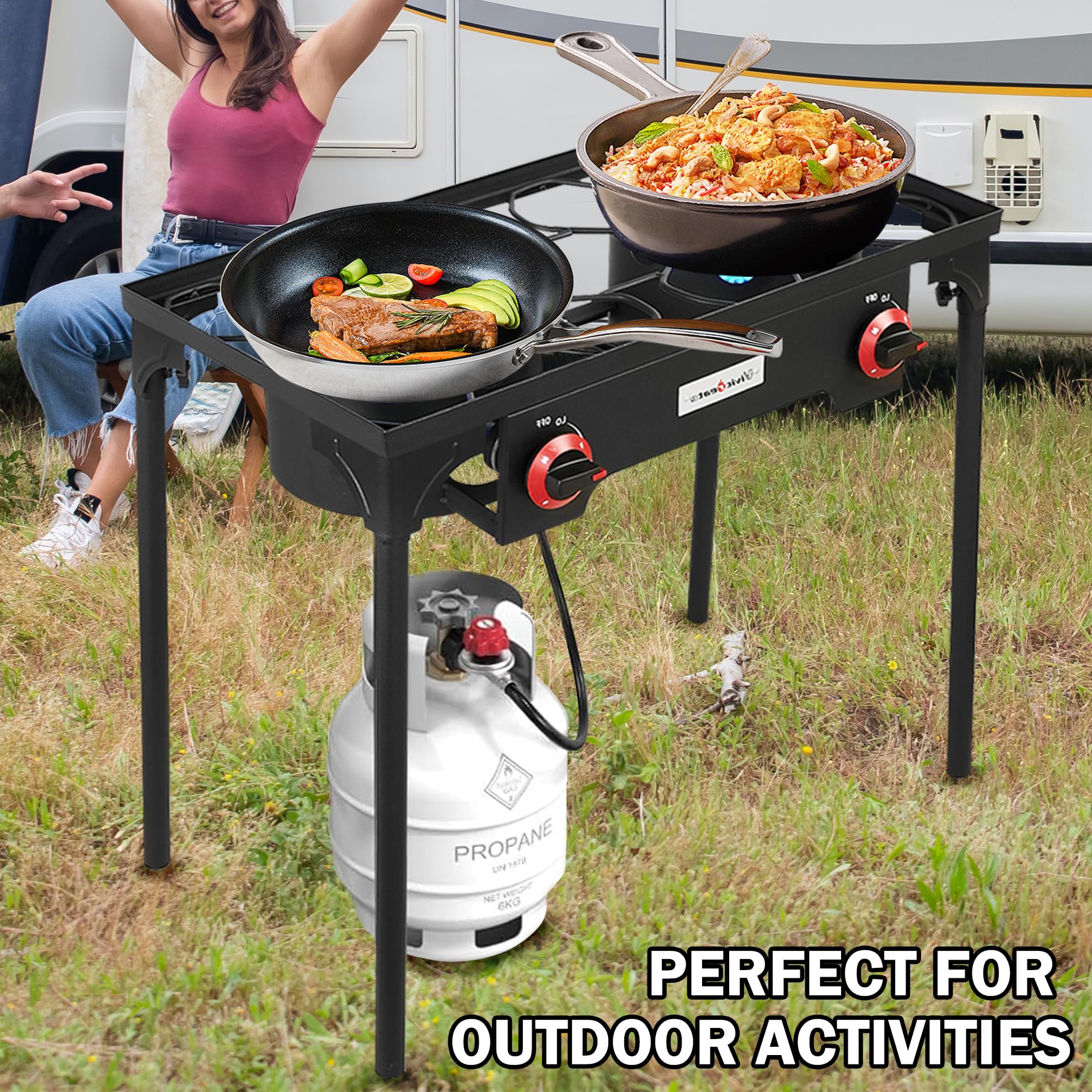 vivicreate side profile with control knobs highlighting adjustable high-pressure flame control