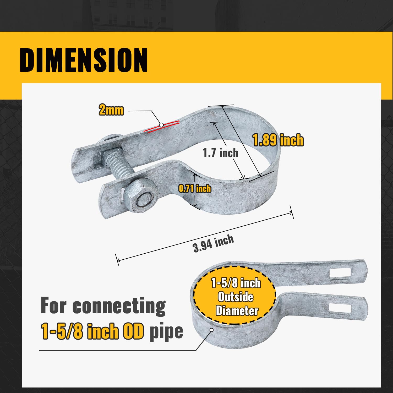 VIVIDA tension band mounted on 1-5/8" post holding tension bar securely