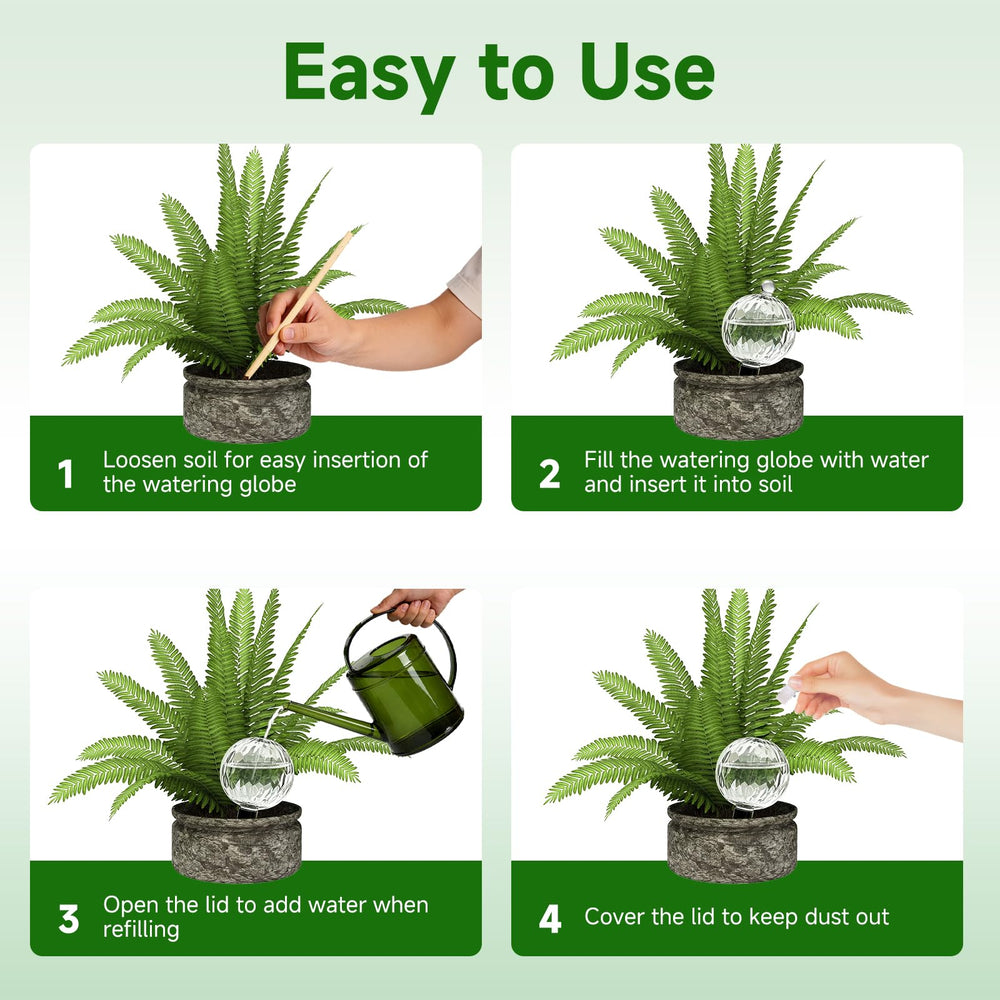 Vividaire globe inserted in potted houseplant providing reliable hydration benefit