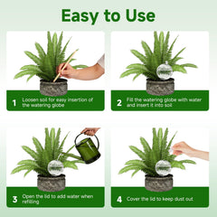 Vividaire globe inserted in potted houseplant providing reliable hydration benefit