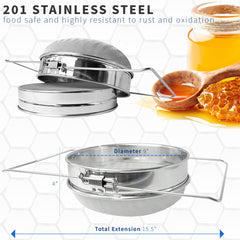 VIVO extended arms of strainer spanning bucket rim for stable straining and hands-free use