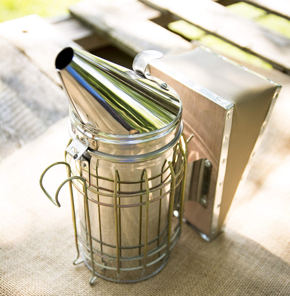 VIVO smoker in use at hive demonstrating calm-bee handling benefit