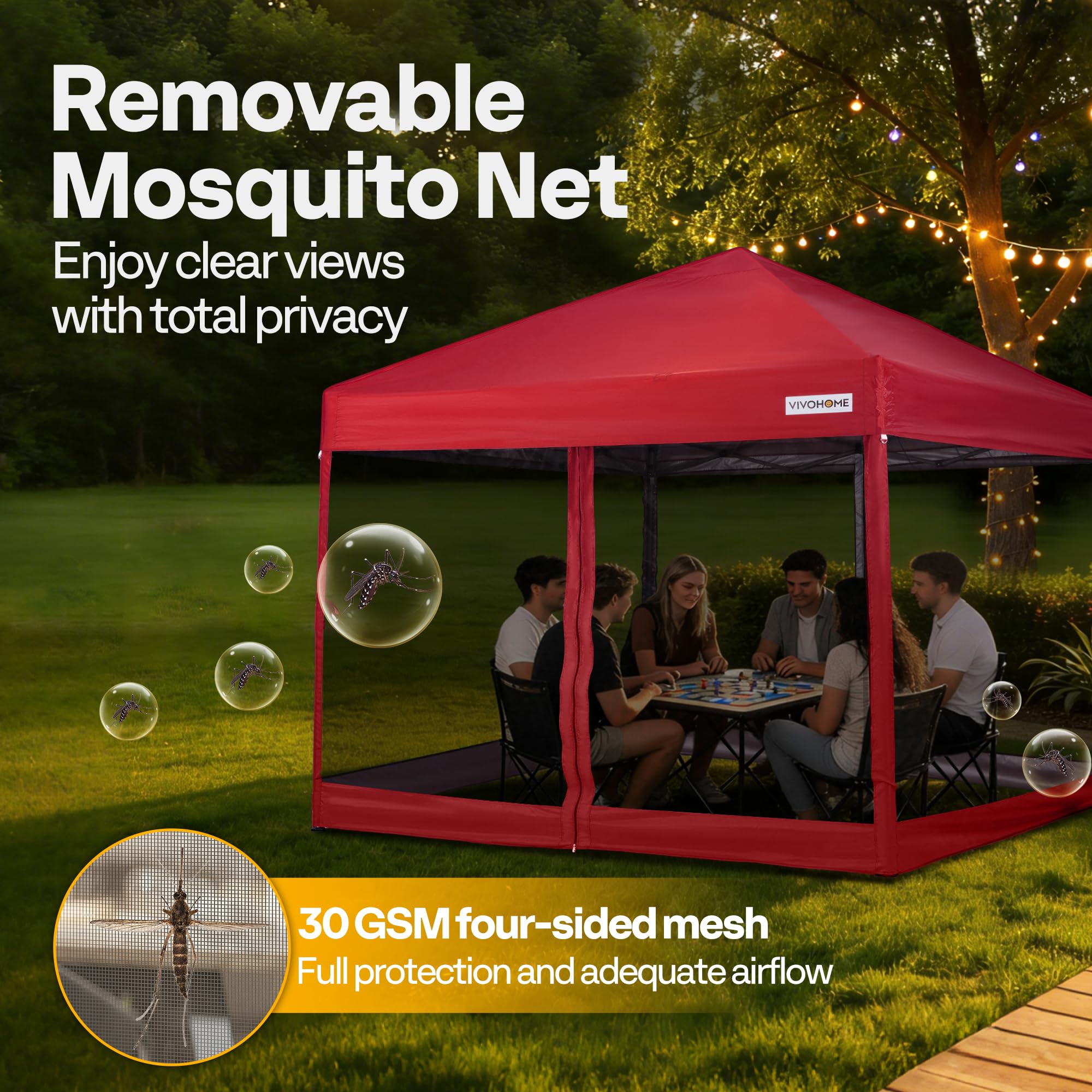 VIVOHOME metal foot plate and ground nail securing tent stability
