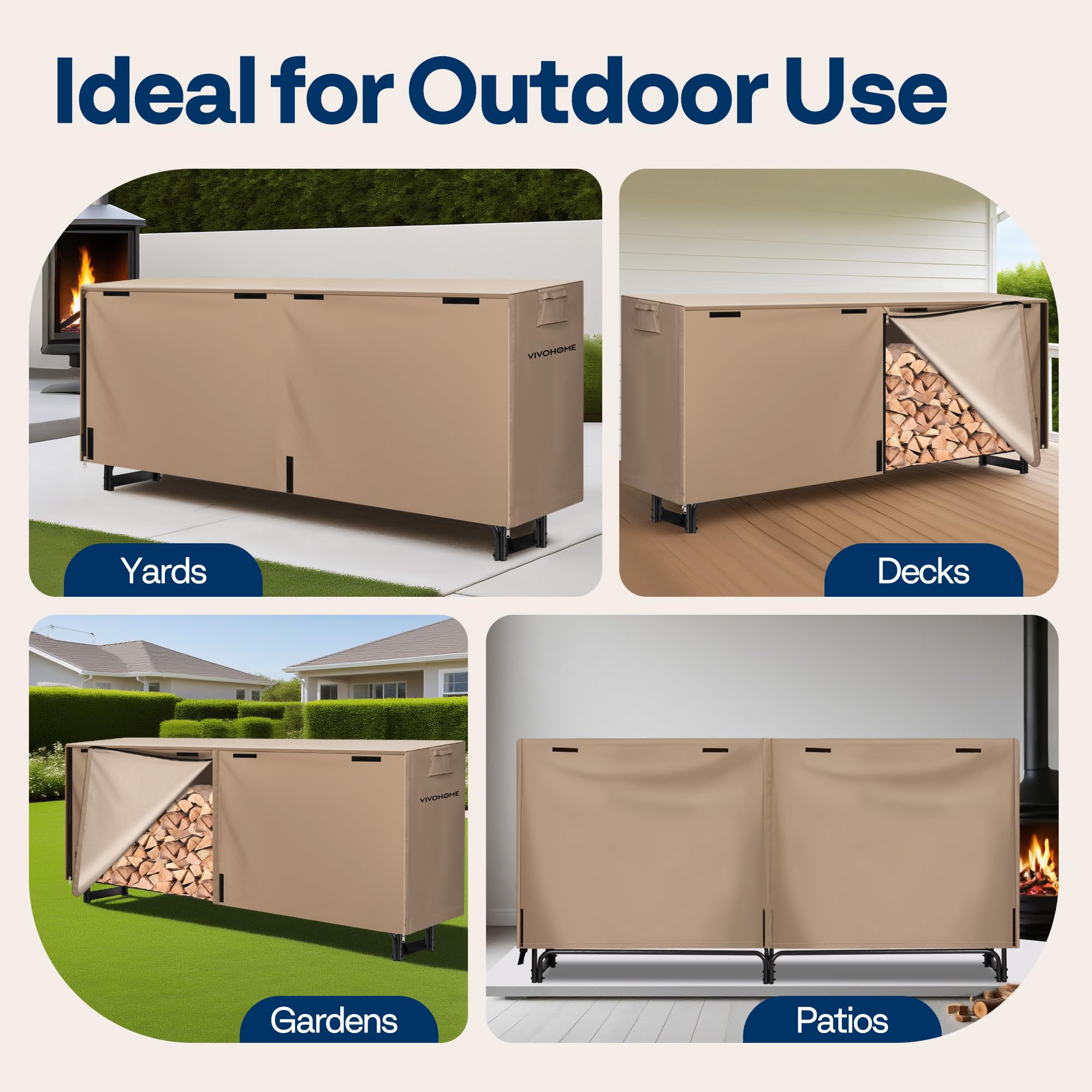VIVOHOME backyard scene with rack near porch demonstrating neat outdoor storage