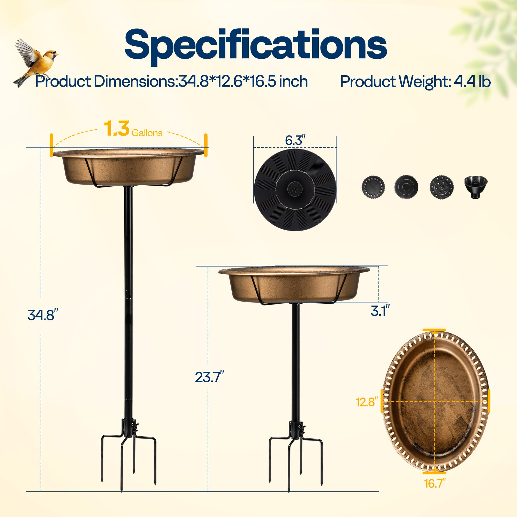 VIVOHOME bird bath with small and large birds showing versatile depth and wildlife benefit