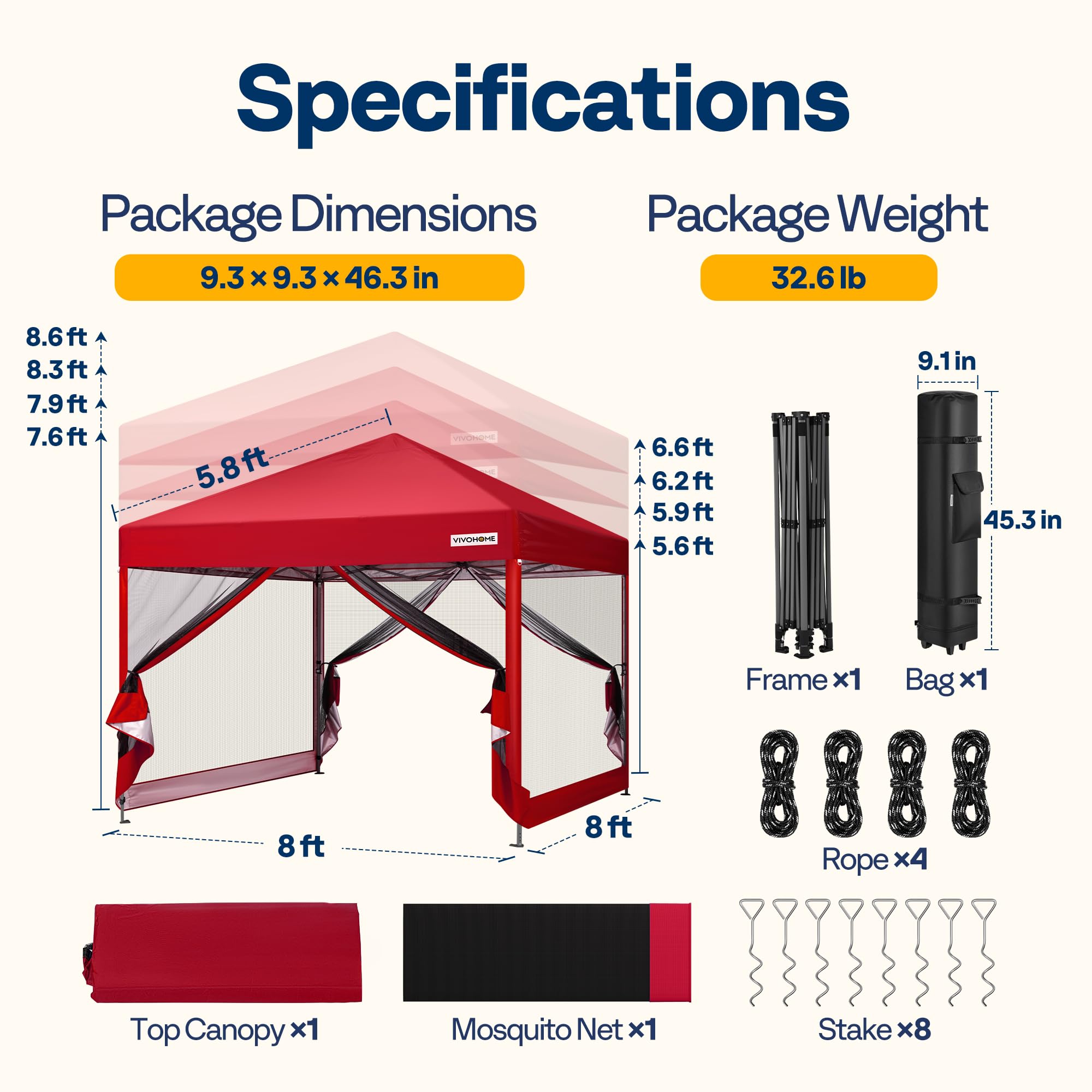 VIVOHOME red tent at the beach illustrating versatile outdoor use