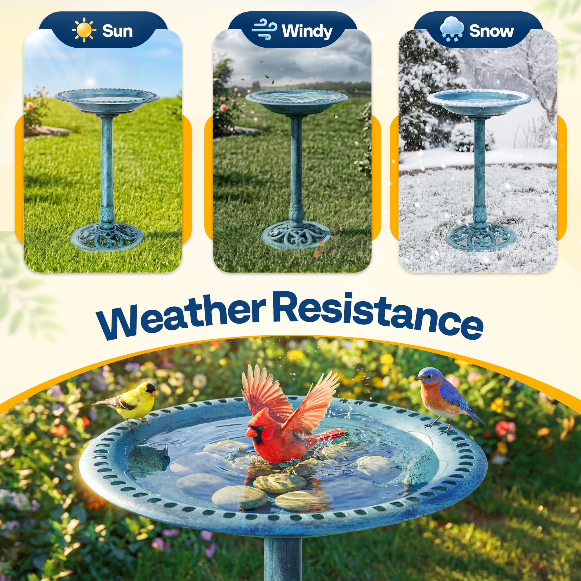 VIVOHOME bird bath placed in garden attracting birds and enhancing outdoor space