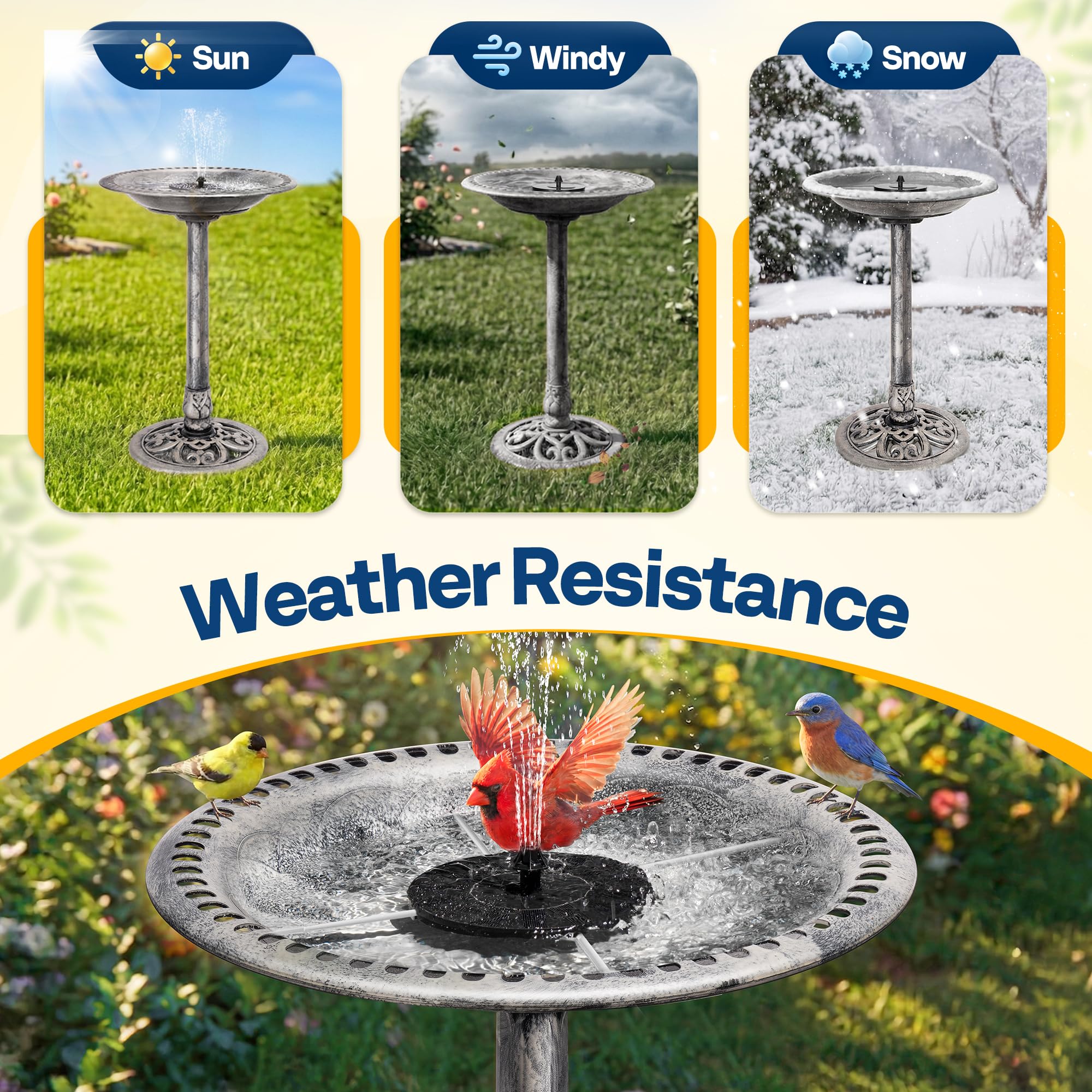 VIVOHOME basin detail highlighting 20-inch bowl and textured rim, comfortable bird access benefit