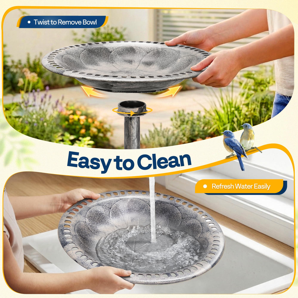 VIVOHOME bird bath in garden with birds using it attracting wildlife benefit
