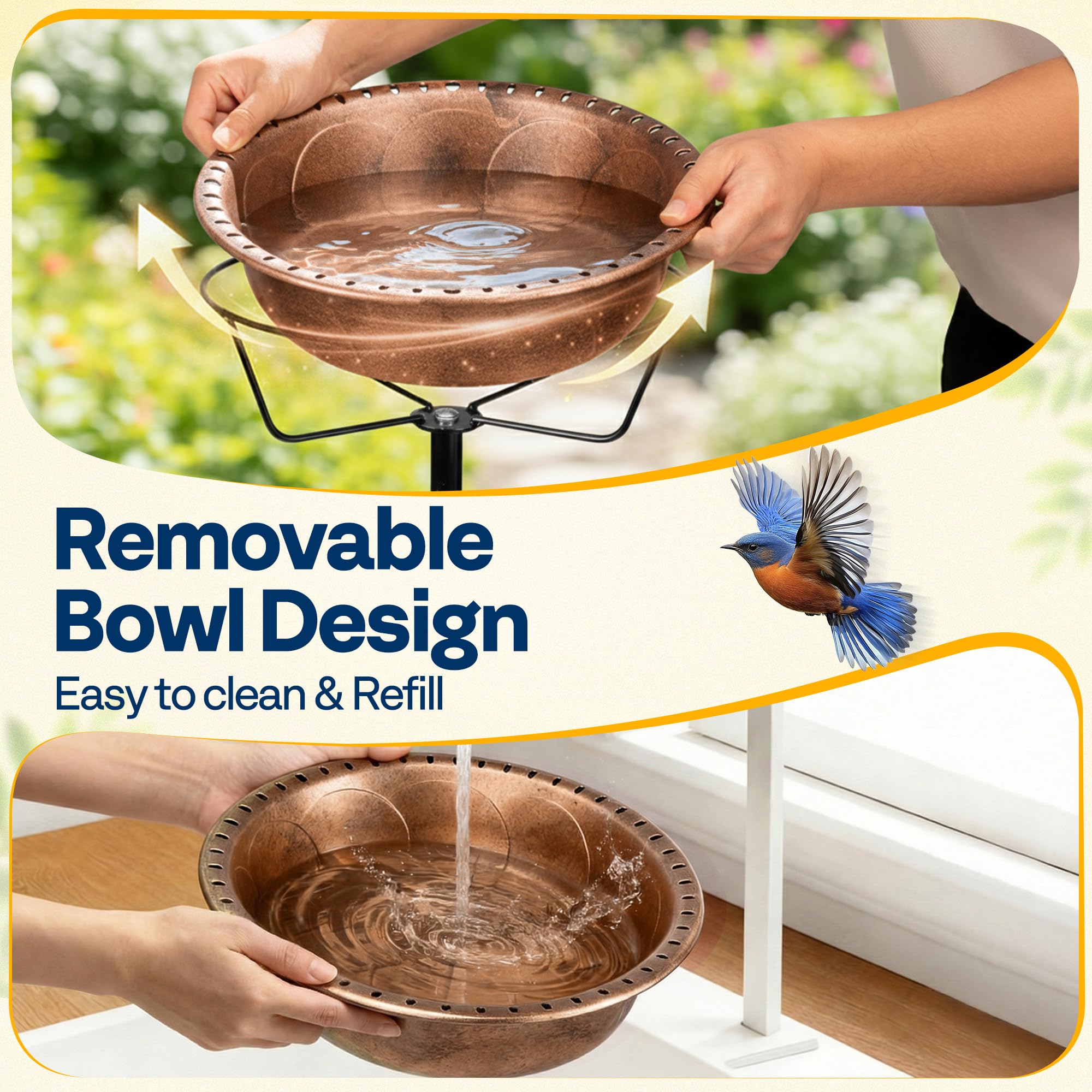 VIVOHOME fountain nozzles producing gentle sprays to attract birds